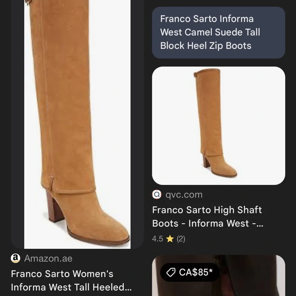 Franco Sarto Camel Suede Heeled Boots - Picture 7 of 7